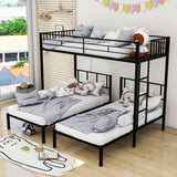 Metal Triple Twin over Twin & Twin Bunk Bed with Table - [Separable]