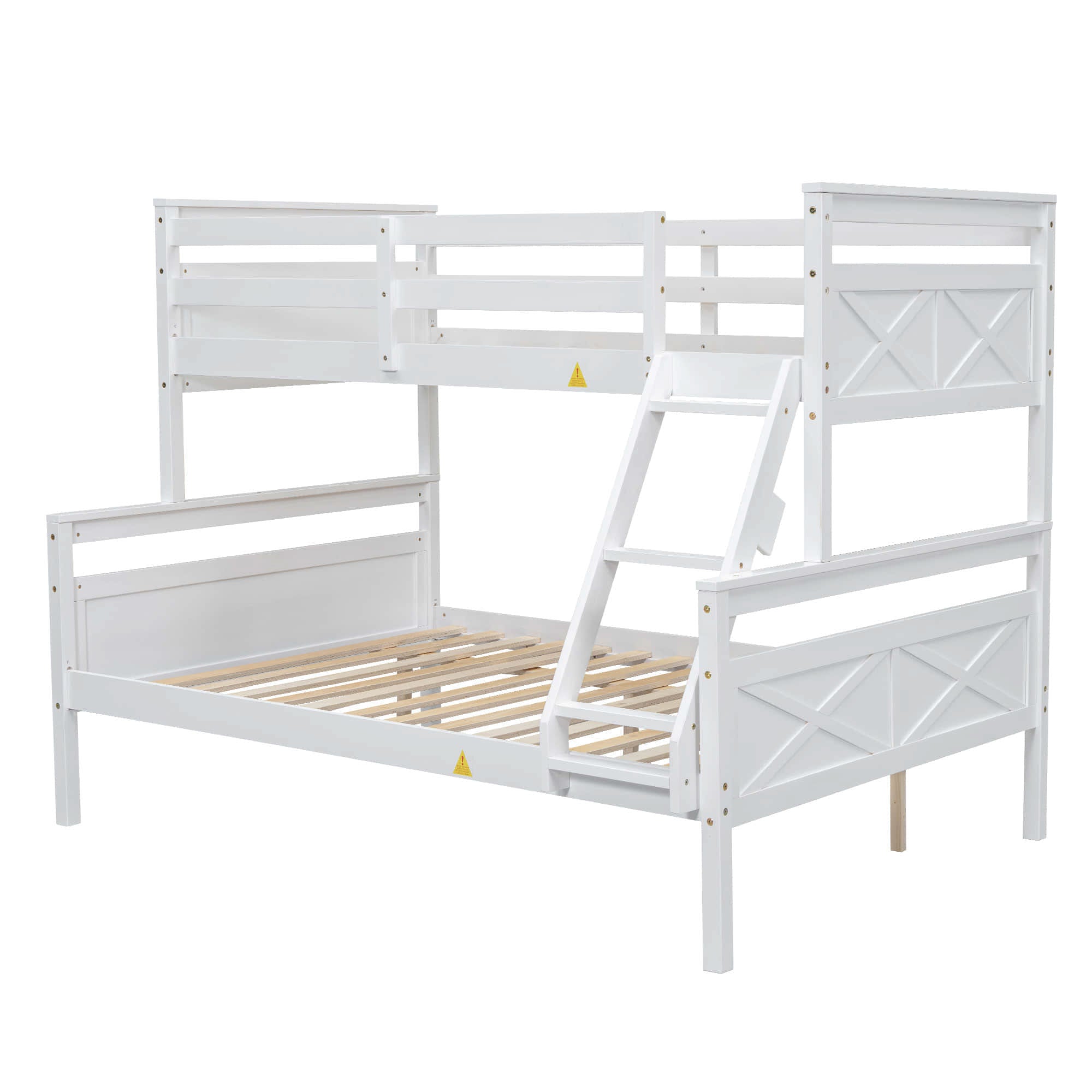 Wooden Twin Over Full Convertible Bunk Bed for Kids, Adults