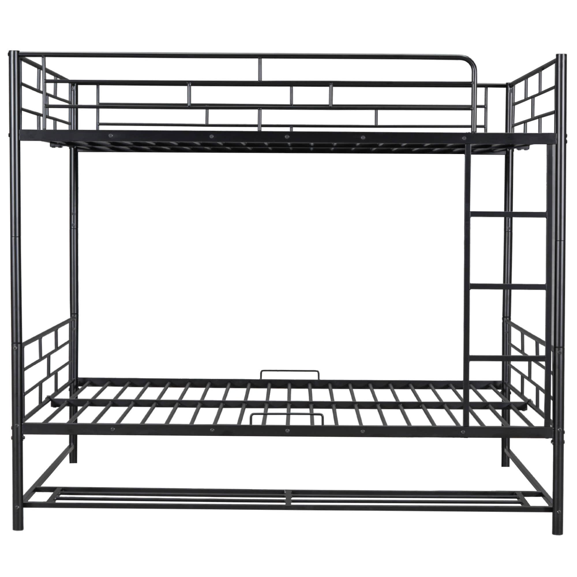 Metal Full Over Full Convertible Bunk Beds for Adults with Storage Shelves