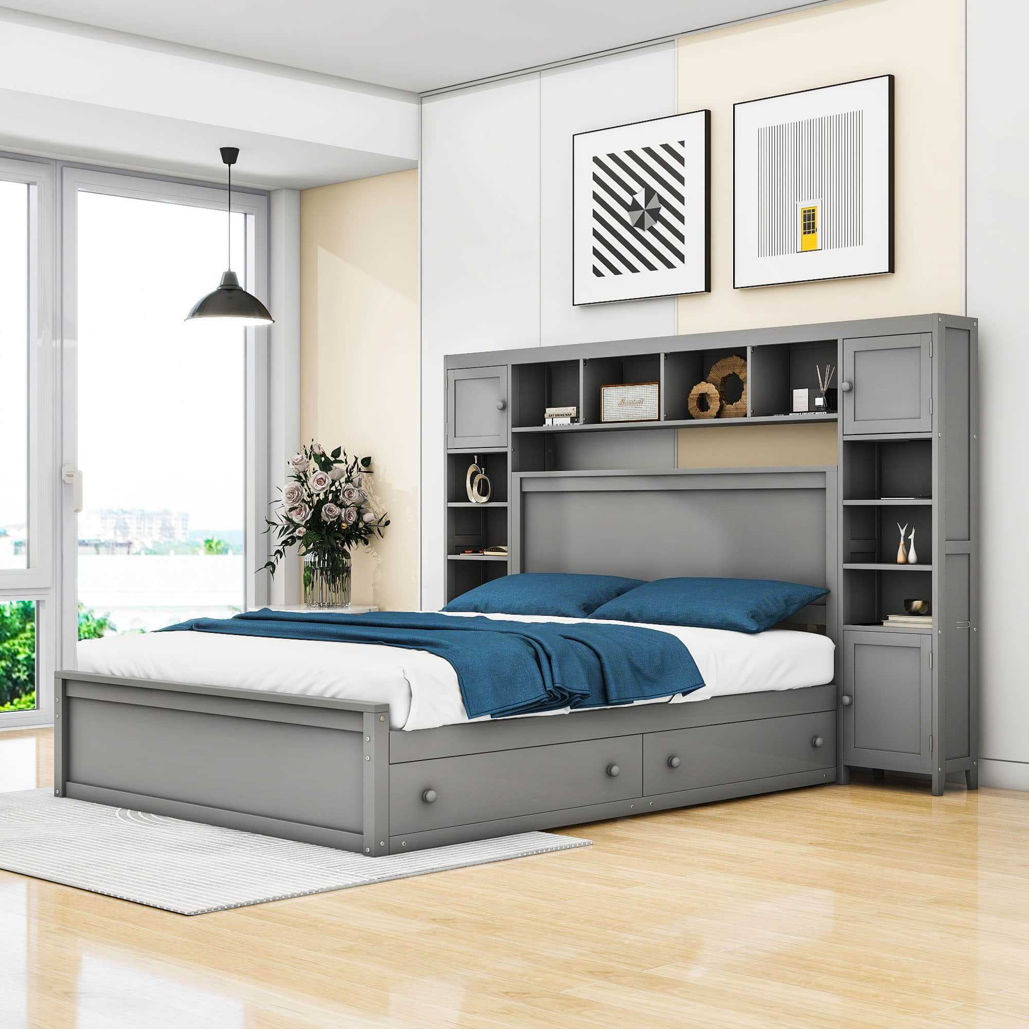 Smart Queen Storage Bed Frame with Headboard and Charging Station