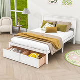 Full Size Platform Bed Frame with Under bed Storage - [Wooden, Drawers]