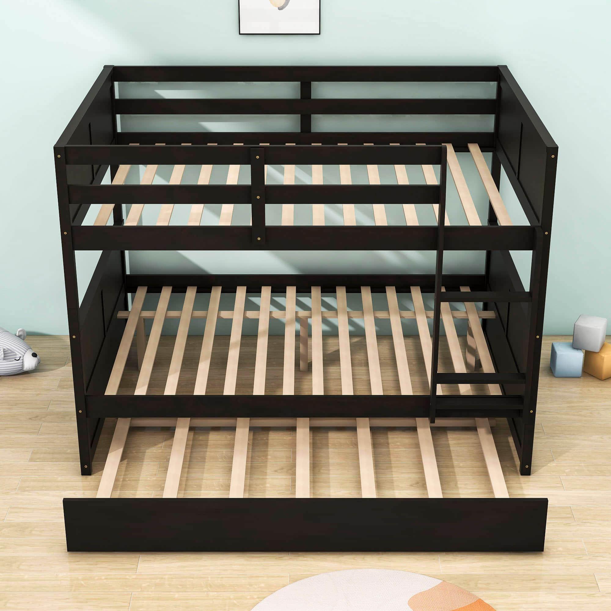 Wooden Full Over Full Standard Bunk Beds with Trundle - [Detachable]