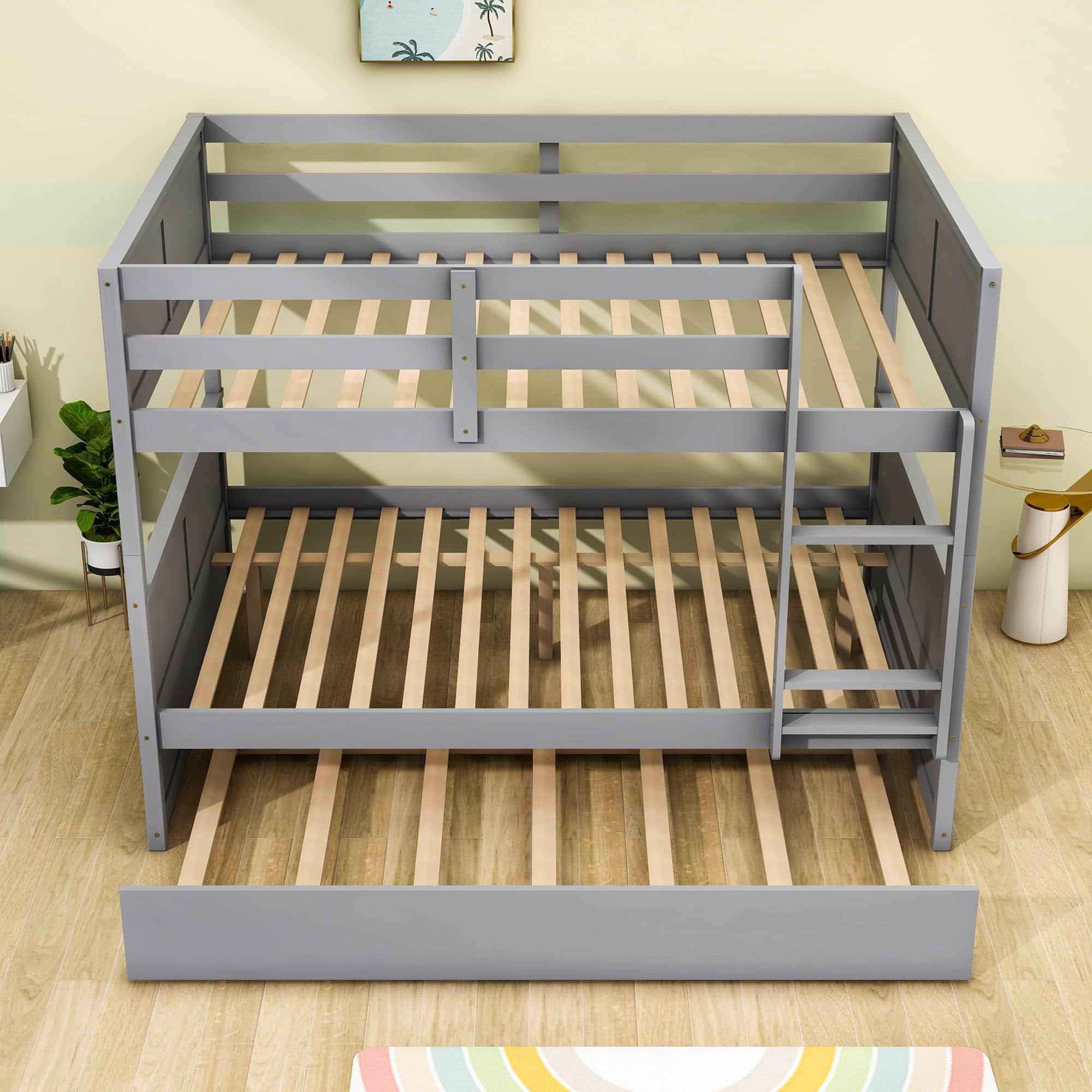 Wooden Full Over Full Standard Bunk Beds with Trundle - [Detachable]