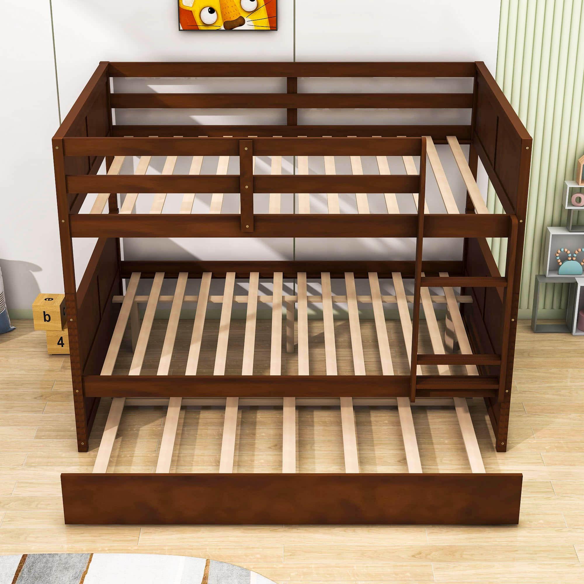 Wooden Full Over Full Standard Bunk Beds with Trundle - [Detachable]