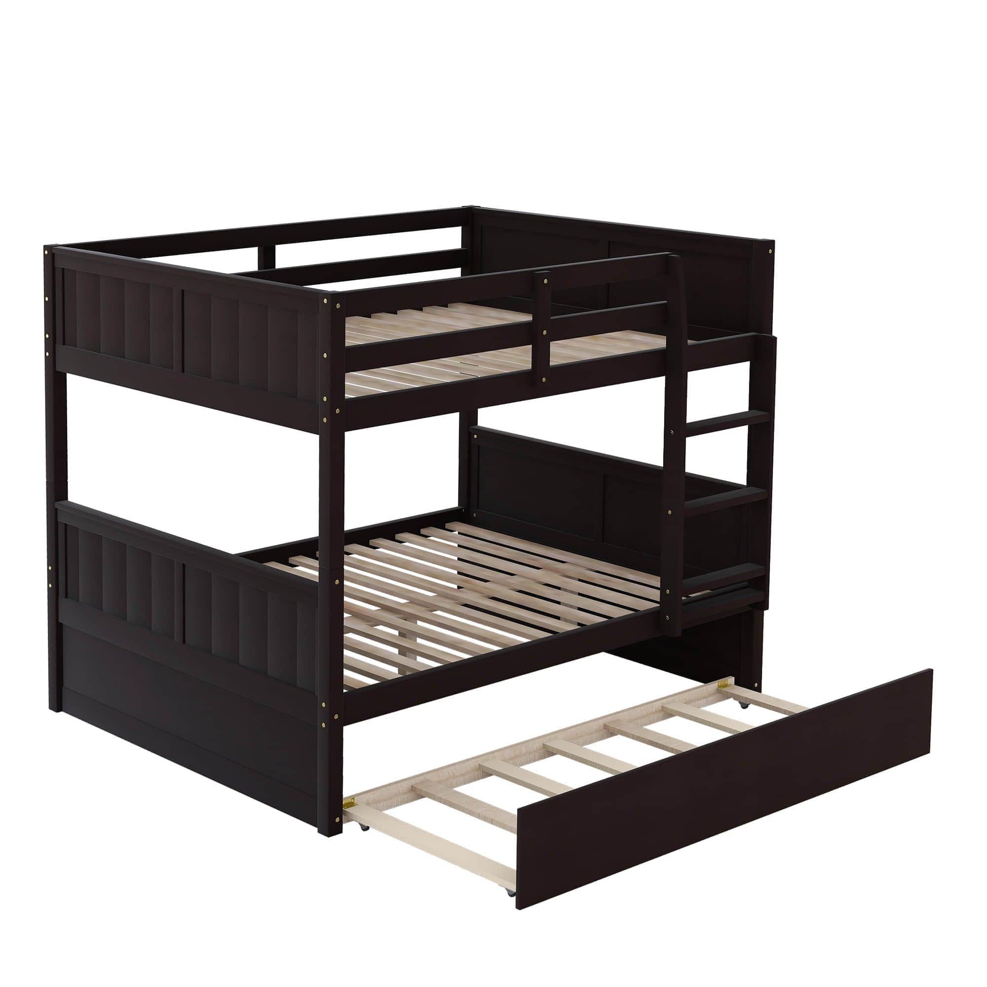 Wooden Full Over Full Standard Bunk Beds with Trundle - [Detachable]