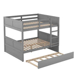 Wooden Full Over Full Standard Bunk Beds with Trundle - [Detachable]