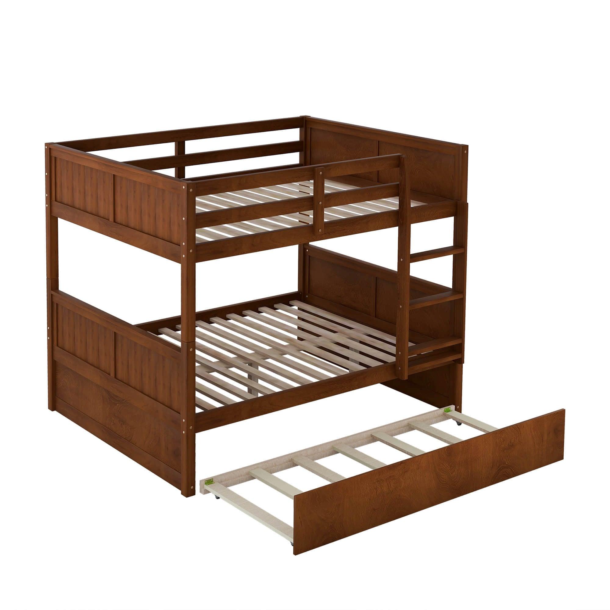 Wooden Full Over Full Standard Bunk Beds with Trundle - [Detachable]