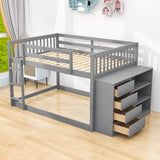 Low Full Over Full Bunk Beds for Kids, Toddlers with Storage - [Wood]