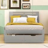 Wood Full Size Platform Bed Frame with Headboard and Storage