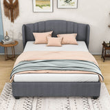 Modern Upholstered Queen Platform Bed Frame with Headboard and Storage