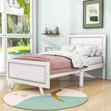 Wood Twin Platform Girls Bed Frame with Headboard and Footboard