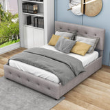 Upholstered Queen Size Platform Bed with Storage and Twin XL Trundle - [Headboard]