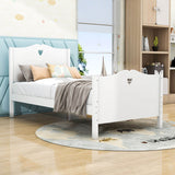 Wood Girls Twin Platform Bed with Headboard and Footboard