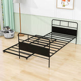 Twin Size Metal Day Bed Frame with Twin Trundle - [Backless]