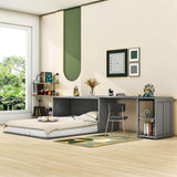 Modern Horizontal Queen Murphy Bed in Cabinet with Desk and Bookshelves