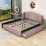 Queen Modern Upholstered Bed Frame with Headboard and Storage