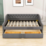 Mid-Century Modern Full Size Upholstered Daybed with Storage Drawers