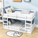 Montessori Low Twin Over Twin Bunk Beds for Kids Toddler - Wooden