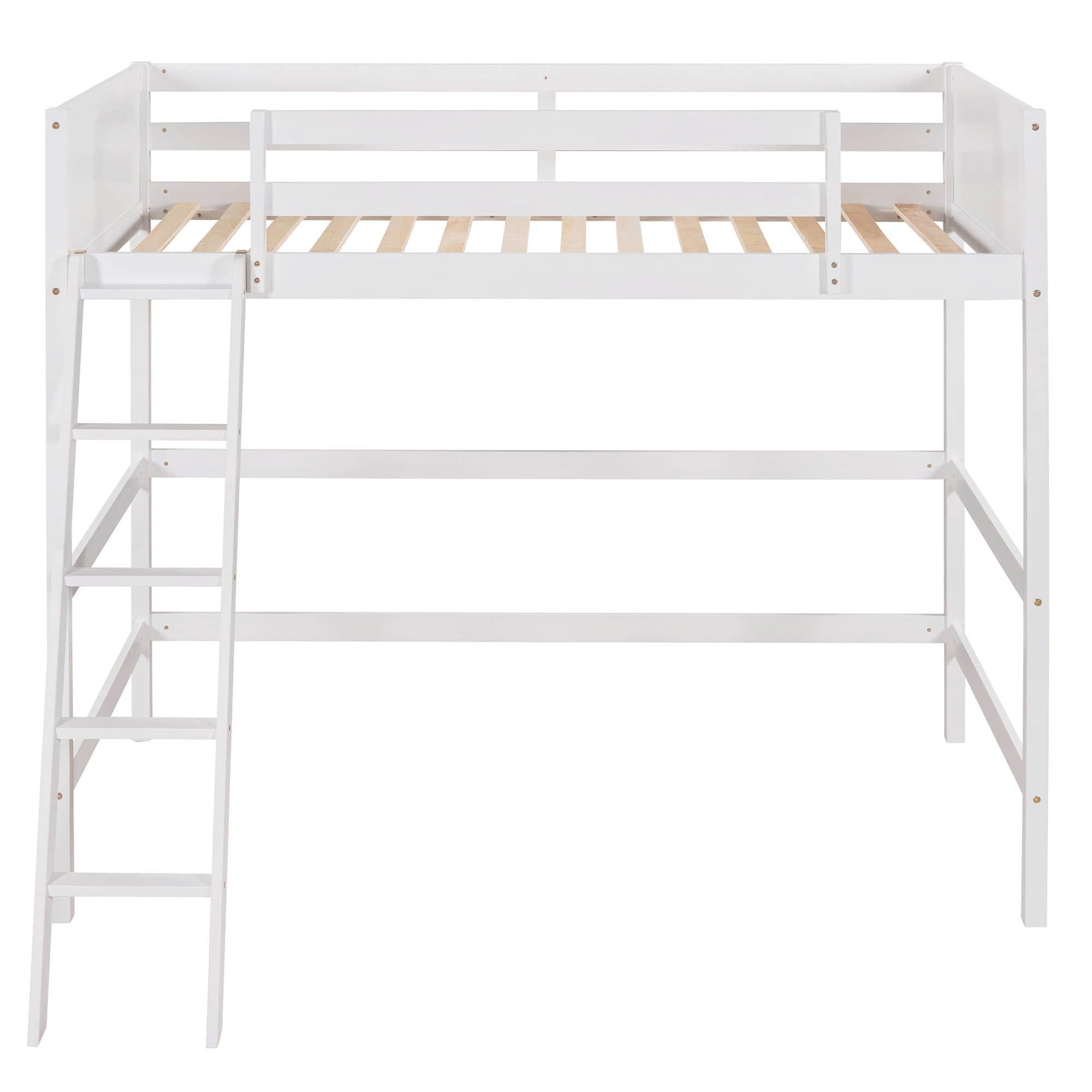 Solid Wood Twin Loft Bed with Interchangeable Ladder for Kids, Adults- [Medium]