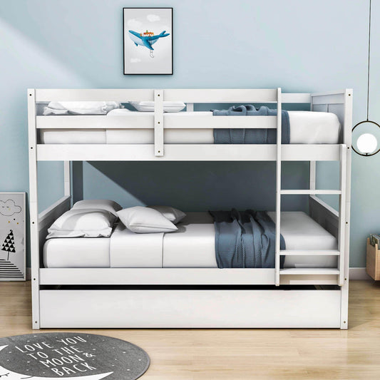 Wooden Full Over Full Standard Bunk Beds with Trundle - [Detachable]