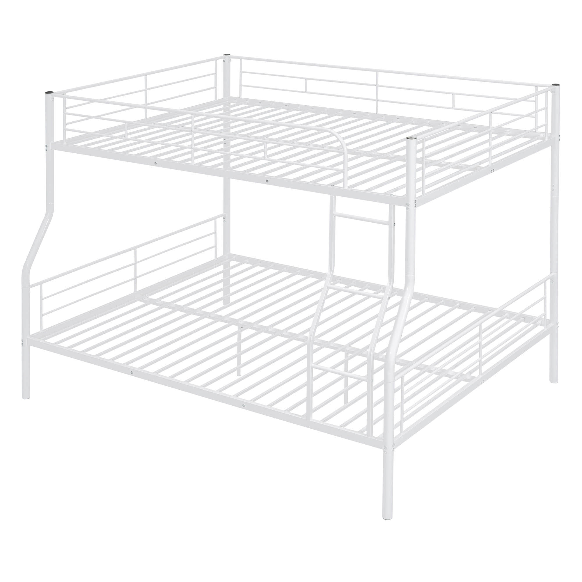 Full XL Over Queen Convertible Metal Bunk Beds for Adults, Kids