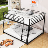 Full XL Over Queen Metal Floor Loft Bunk Beds with Ladder for Adults