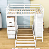 Smart Twin Over Twin Bunk Beds with Desk and Storage Chest, Drawers