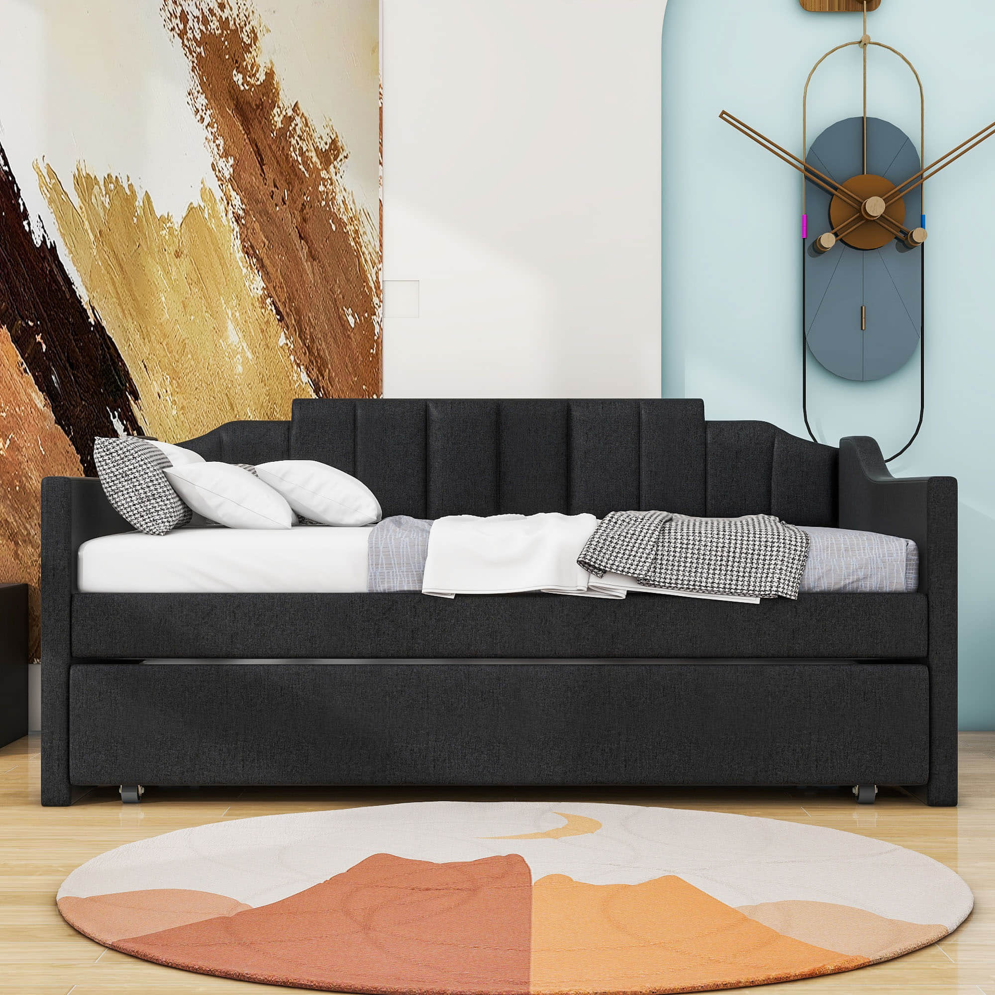 Modern Twin Upholstered Daybed with Trundle