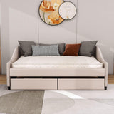 Mid-Century Modern Full Size Upholstered Daybed with Storage Drawers