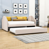 Modern Full Size Upholstered Daybed with Twin Trundle for Adults