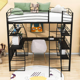 Metal Full Size Loft Bed with Desk and Storage for Adults, Gamer