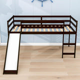 Wood Low Twin Loft Bed for Kids, Toddler with Slide