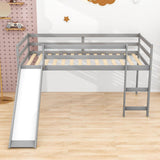 Wood Low Twin Loft Bed for Kids, Toddler with Slide