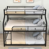 Modern Low Twin XL Over Full XL Over Queen Triple Bunk Beds for Kids - [Metal, Floor]