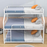 Modern Low Twin XL Over Full XL Over Queen Triple Bunk Beds for Kids - [Metal, Floor]