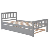 Twin Platform Bed Frame with Twin Trundle and Headboard - [Wooden, Footboard]