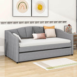 Velvet Upholstered Twin Daybed with Trundle Bed