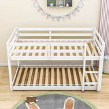 Wooden Low Twin Over Twin Floor Toddler Bunk Beds