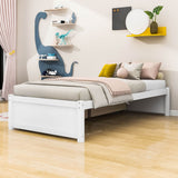 Solid Wood Twin Platform Bed Frame with Storage - [Drawers]