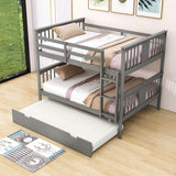 Convertible Full Over Full Bunk Beds with Trundle for Kids Adults - [Wooden]