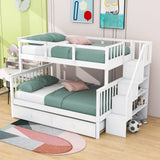 Twin Over Full Bunk Beds for Kids, Adults with Trundle and Storage