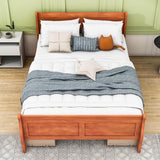 Wood Full Size Sleigh Bed Frame with Headboard and Storage Drawers