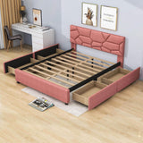 Queen Upholstered Platform Bed Frame with Headboard, Under Bed Storage