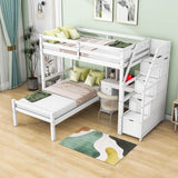 Twin Over Twin Bunk Beds with Desk and Storage Stairs - [Drawers, Shelves, L-Shaped]