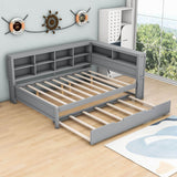 Modern Smart Full Size Wood Daybed with Twin Trundle and Storage