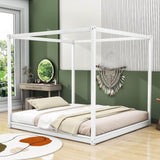 Modern Wood King Size Canopy Floor Bed Frame for Adults