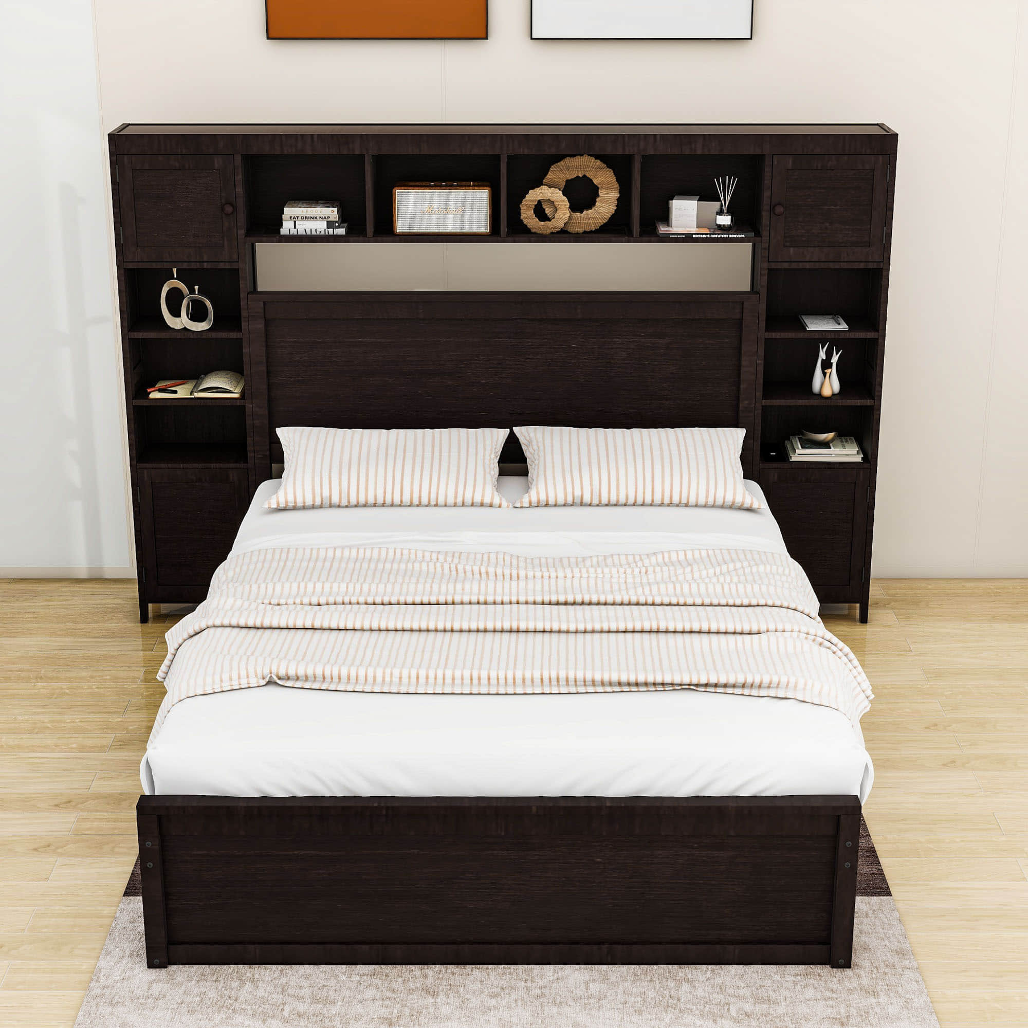 Smart Queen Storage Bed Frame with Headboard and Charging Station