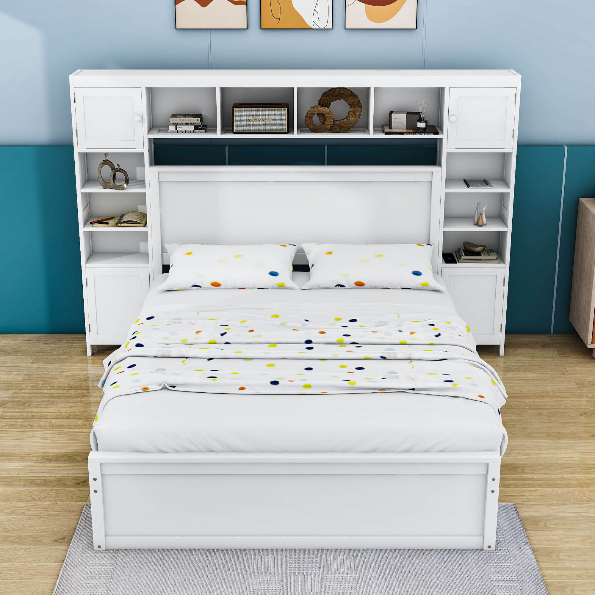 Smart Queen Storage Bed Frame with Headboard and Charging Station