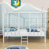 Metal Twin Low House Bed Frame for Kids, Toddler