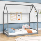 Solid Wood Twin House Toddler Floor Bed